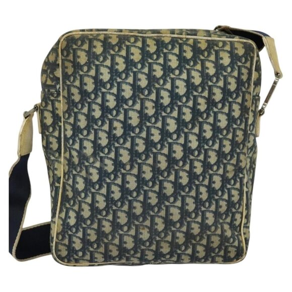 Authentic Christian Dior Trotter Canvas Shoulder Bag Navy Silver - Picture 9 of 16